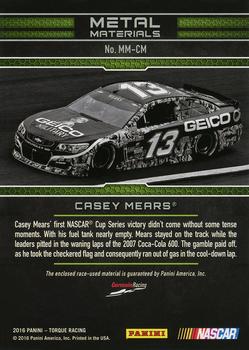 2016 Panini Torque - Metal Materials #MM-CM Casey Mears Back