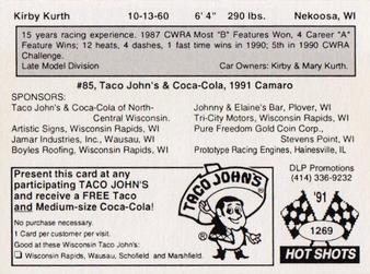 1991 Hot Shots #1269 Kirby Kurth Back