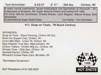 1991 Hot Shots #1305 Tom Schmitzer Back