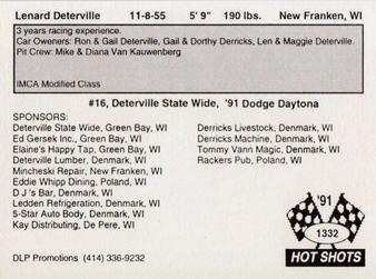 1991 Hot Shots #1332 Lenard Deterville Back
