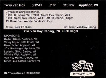 1992 Hot Shots #1471 Terry Van Roy Back