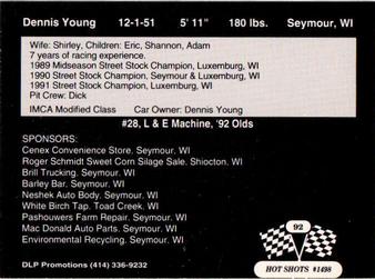 1992 Hot Shots #1498 Dennis Young Back