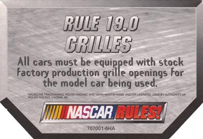 2000 Racing Champions NASCAR Rules!  #19 Mark Martin Back