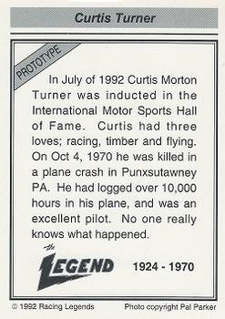 1992 Racing Legends Curtis Turner #NNO Curtis Turner Back