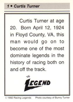 1992 Racing Legends Curtis Turner #1 Curtis Turner Back