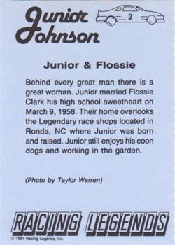 1991 Racing Legends Junior Johnson #2 Junior Johnson Back