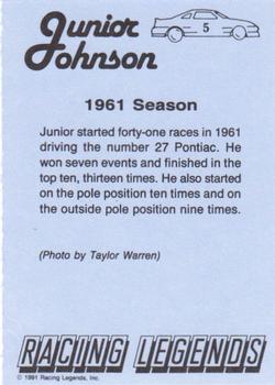 1991 Racing Legends Junior Johnson #5 Junior Johnson Back