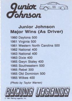 1991 Racing Legends Junior Johnson #11 Junior Johnson Back