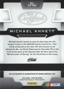 2016 Panini Certified - Certified Potential Signatures Mirror Orange #CP-MA Michael Annett Back