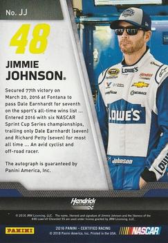 2016 Panini Certified - Certified Signatures #JJ Jimmie Johnson Back