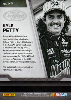 2016 Panini Certified - Certified Signatures #KP Kyle Petty Back