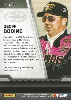 2016 Panini Certified - Certified Signatures Mirror Blue #GB2 Geoff Bodine Back
