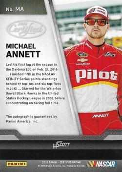2016 Panini Certified - Certified Signatures Mirror Red #MA Michael Annett Back