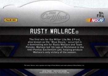 2016 Panini Certified - Famed Rides #FR4 Rusty Wallace Back