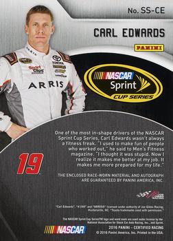 2016 Panini Certified - Sprint Cup Signature Swatches Mirror Gold #SS-CE Carl Edwards Back