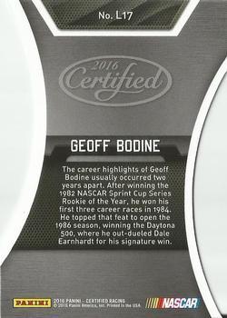2016 Panini Certified - Legends Mirror Gold #L17 Geoff Bodine Back