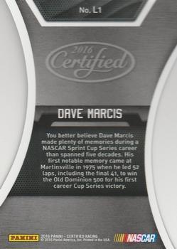 2016 Panini Certified - Legends Mirror Green #L1 Dave Marcis Back