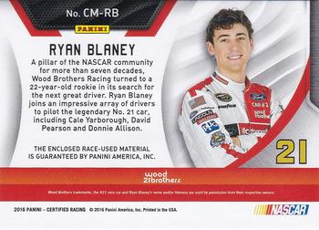 2016 Panini Certified - Complete Materials #CM-RB Ryan Blaney Back