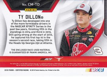 2016 Panini Certified - Complete Materials #CM-TD Ty Dillon Back