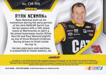 2016 Panini Certified - Complete Materials #CM-RN Ryan Newman Back
