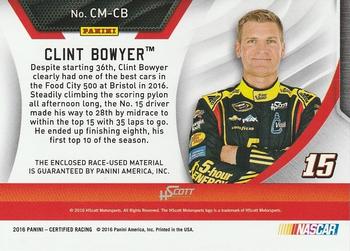 2016 Panini Certified - Complete Materials Mirror Black #CM-CB Clint Bowyer Back