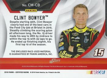 2016 Panini Certified - Complete Materials Mirror Blue #CM-CB Clint Bowyer Back