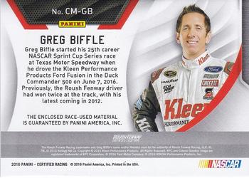 2016 Panini Certified - Complete Materials Mirror Silver #CM-GB Greg Biffle Back