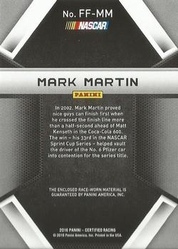 2016 Panini Certified - Famed Fabrics Mirror Red #FF-MM Mark Martin Back