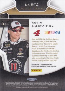 2016 Panini Certified - Gold Team Mirror Blue #GT4 Kevin Harvick Back