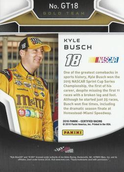 2016 Panini Certified - Gold Team Mirror Red #GT18 Kyle Busch Back
