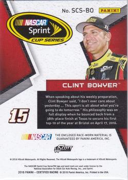 2016 Panini Certified - Sprint Cup Swatches Mirror Blue #SCS-BO Clint Bowyer Back