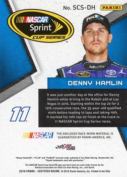 2016 Panini Certified - Sprint Cup Swatches Dual Mirror Orange #SCS-DH Denny Hamlin Back