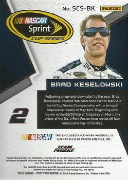 2016 Panini Certified - Sprint Cup Swatches Dual Mirror Red #SCS-BK Brad Keselowski Back