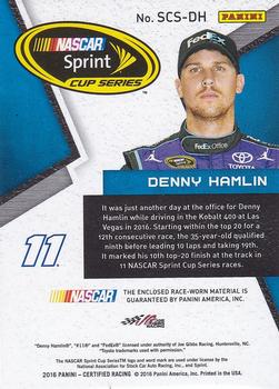 2016 Panini Certified - Sprint Cup Swatches Dual Mirror Silver #SCS-DH Denny Hamlin Back