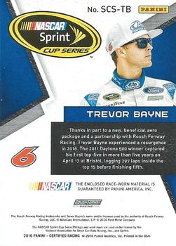 2016 Panini Certified - Sprint Cup Swatches Dual Mirror Silver #SCS-TB Trevor Bayne Back