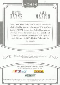 2016 Panini National Treasures - Dual Materials #DM-BM Trevor Bayne / Mark Martin Back