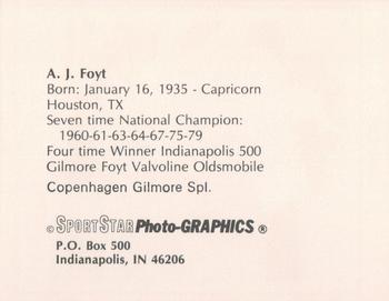 1986 Sportstar Photo-Graphics Racing #NNO A.J. Foyt Back
