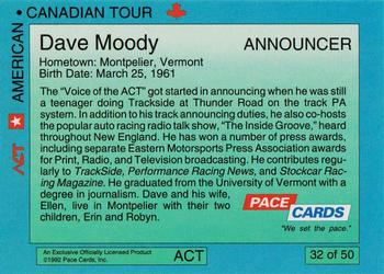 1992 Pace American-Canadian Tour - Sample #32 Dave Moody Back