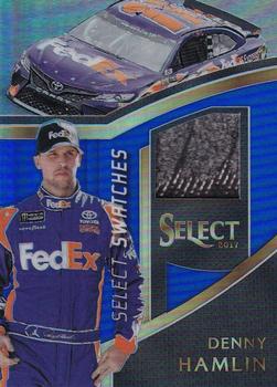 2017 Panini Select - Select Swatches Blue Prizms #DH Denny Hamlin Front