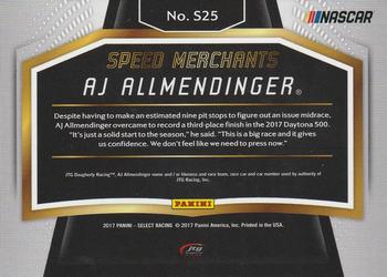 2017 Panini Select - Speed Merchants #S25 A.J. Allmendinger Back