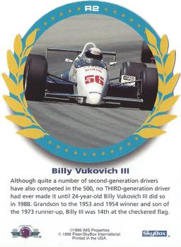 1996 SkyBox Indy 500 - Rookies of the Year #R2 Billy Vukovich III Back