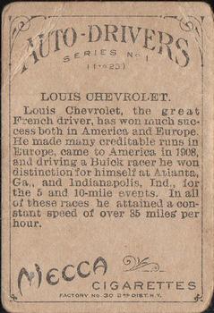 1911 American Tobacco Auto Drivers - Mecca Factory 30 #NNO Louis Chevrolet Back
