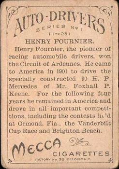1911 American Tobacco Auto Drivers - Mecca Factory 30 #NNO Henri Fournier Back