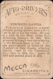 1911 American Tobacco Auto Drivers - Mecca Factory 30 #NNO Vincenzo Lancia Back