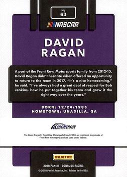 2018 Donruss #63 David Ragan Back