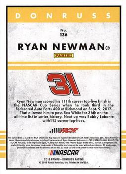 2018 Donruss #136 Ryan Newman Back