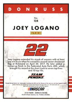 2018 Donruss - Gold Foil #134 Joey Logano Back