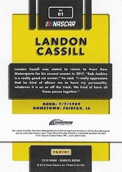 2018 Donruss - Green Foil #61 Landon Cassill Back