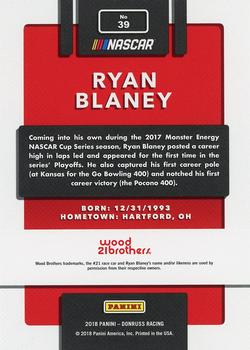 2018 Donruss - Green Foil #39 Ryan Blaney Back