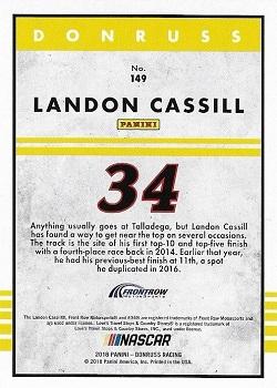 2018 Donruss - Press Proof Gold #149 Landon Cassill Back